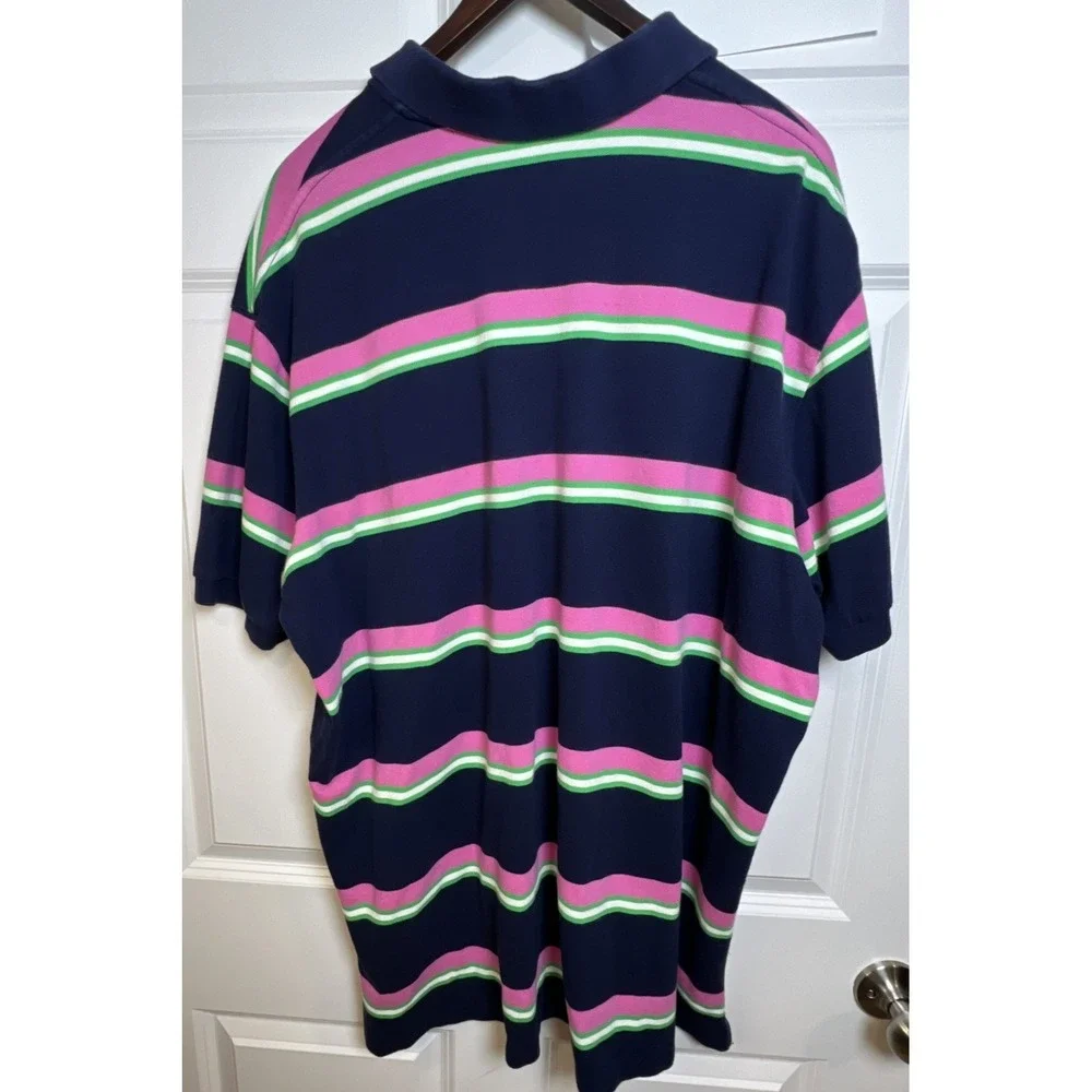 Polo by Ralph Lauren Blue Tag Polo XXL Prep Navy Pink Multi Stripe Y2K Prep VTG